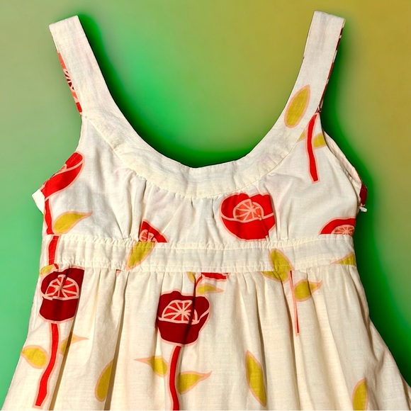 HP Bitten by Sarah Jessica Parker belted poppy sundress, size 8 cream pink green - Picture 5 of 16